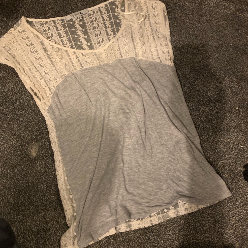 Lace grey and white shirt!